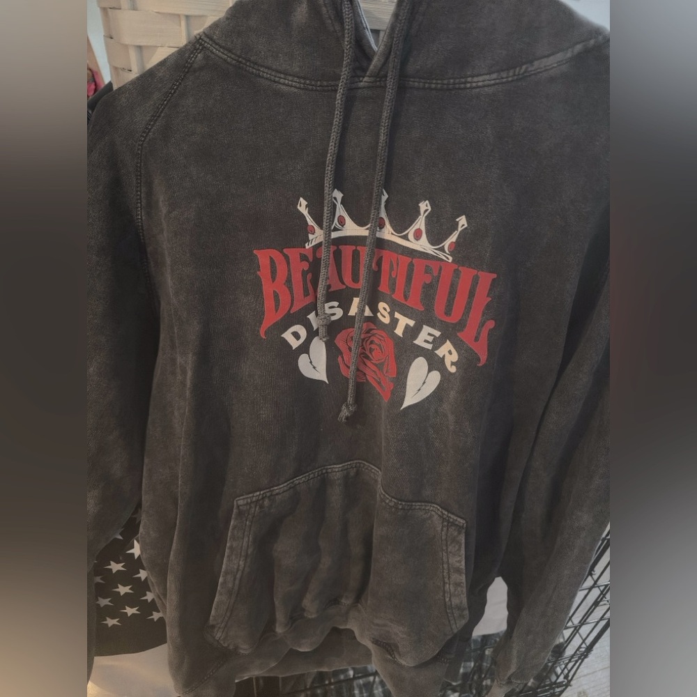 Blackish gray distressed sweatshirt